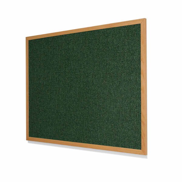 Type II Woven Vinyl Koroseal Linden II Meadow Cork Board with Narrow Red Oak Frame